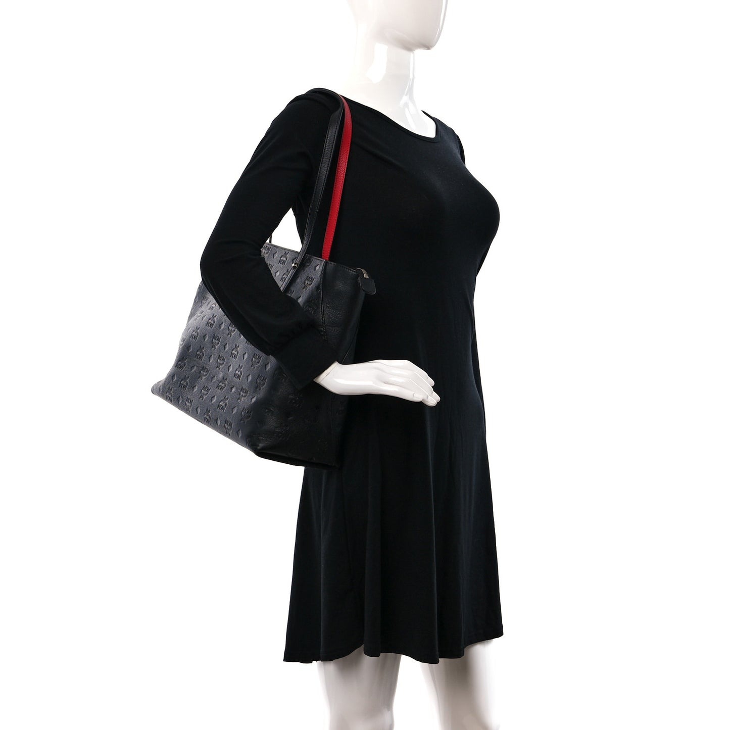 Calfskin Ottomar Monogram Medium Klara Shopper Tote Black