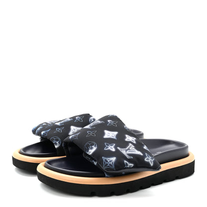 Louis Vuitton Nylon Monogram Womens Pool Pillow Comfort Mules 36 Navy Blue 4 of 9