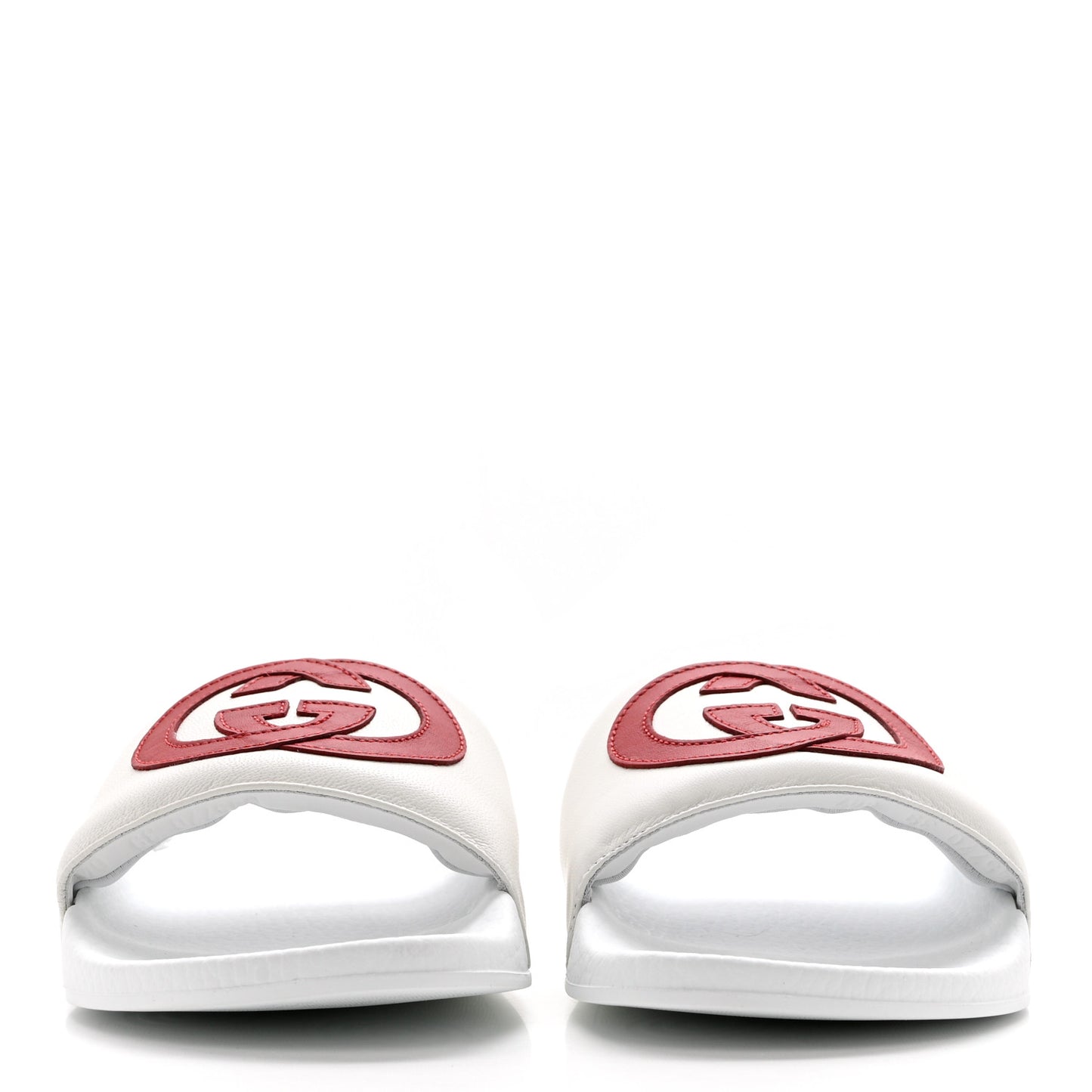 Nappa Miro Soft Calfskin Womens Interlocking G Slide Sandals 39 Great White Hibiscus Red