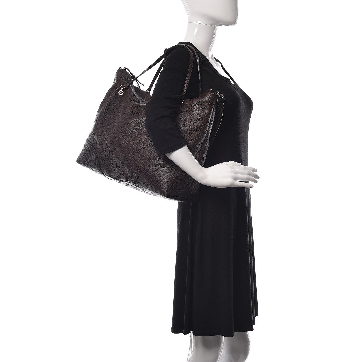 Gucci Guccissima Large Bree Foldover Tote Chocolate 2 of 17