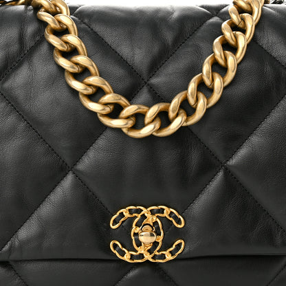 Chanel Lambskin Quilted Maxi Chanel 19 Flap Black 8 of 10
