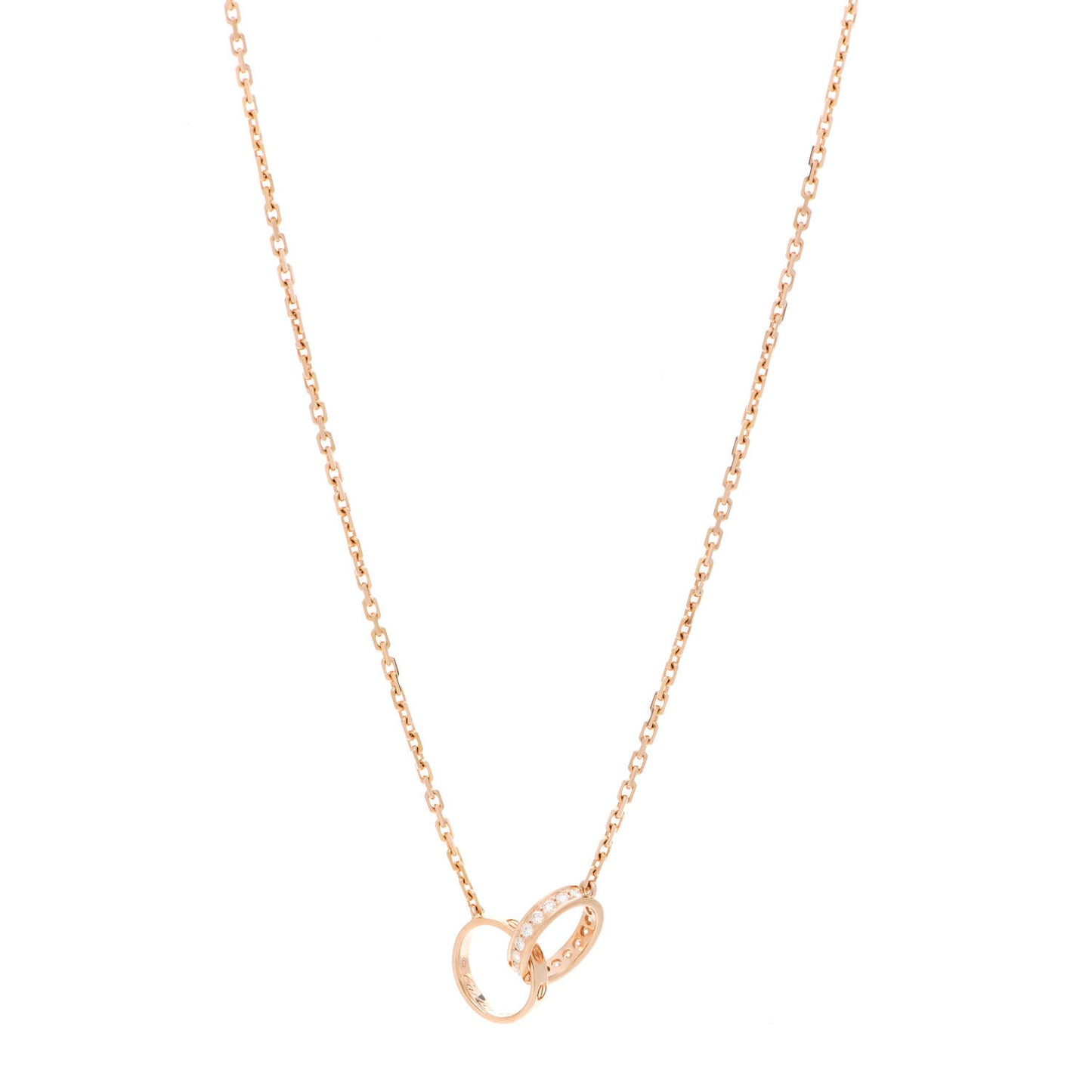 18K Pink Gold Diamond Interlocking LOVE Necklace