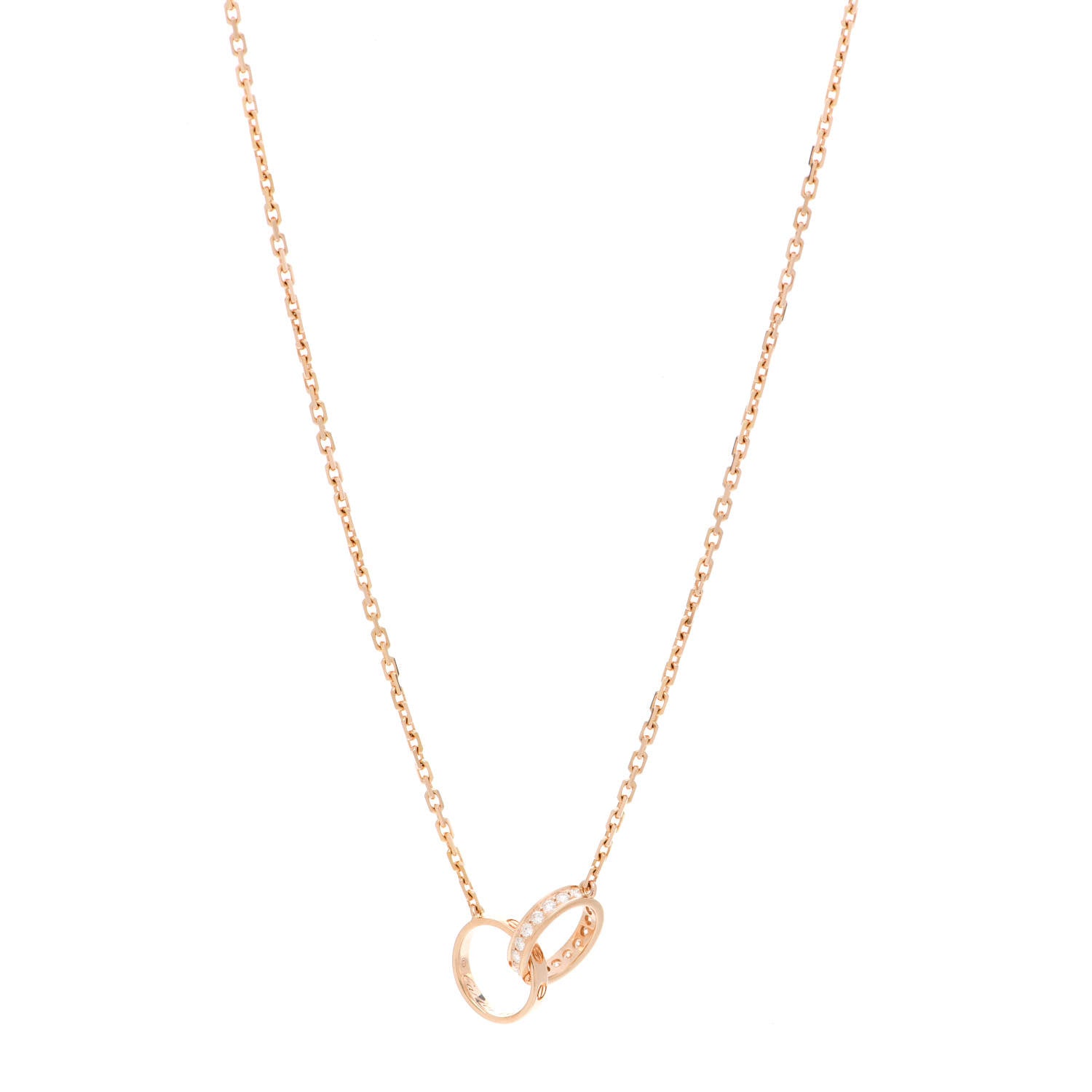 Cartier 18K Pink Gold Diamond Interlocking LOVE Necklace 1 of 5