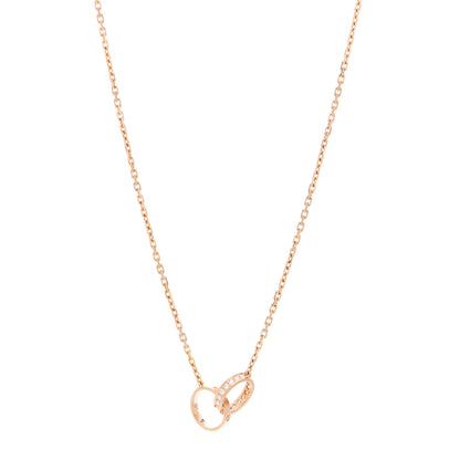 Cartier 18K Pink Gold Diamond Interlocking LOVE Necklace 1 of 5