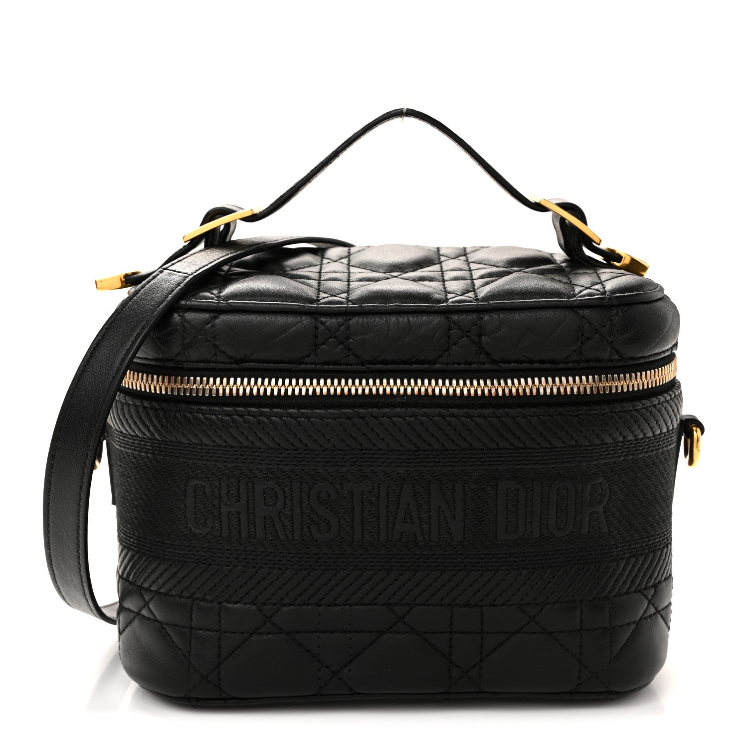 Christian Dior Lambskin Cannage Small Diortravel Vanity Case Black 1 of 13