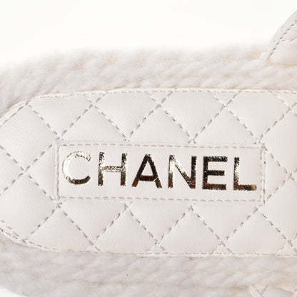 Chanel Cord Lambskin Quilted Logo Mules 41 White 9 of 11