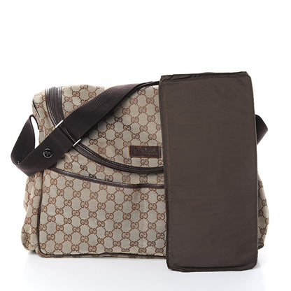 Gucci Monogram Natural Pigskin Large Diaper Bag Beige Ebony Cocoa Dark Chocolate 2 of 9