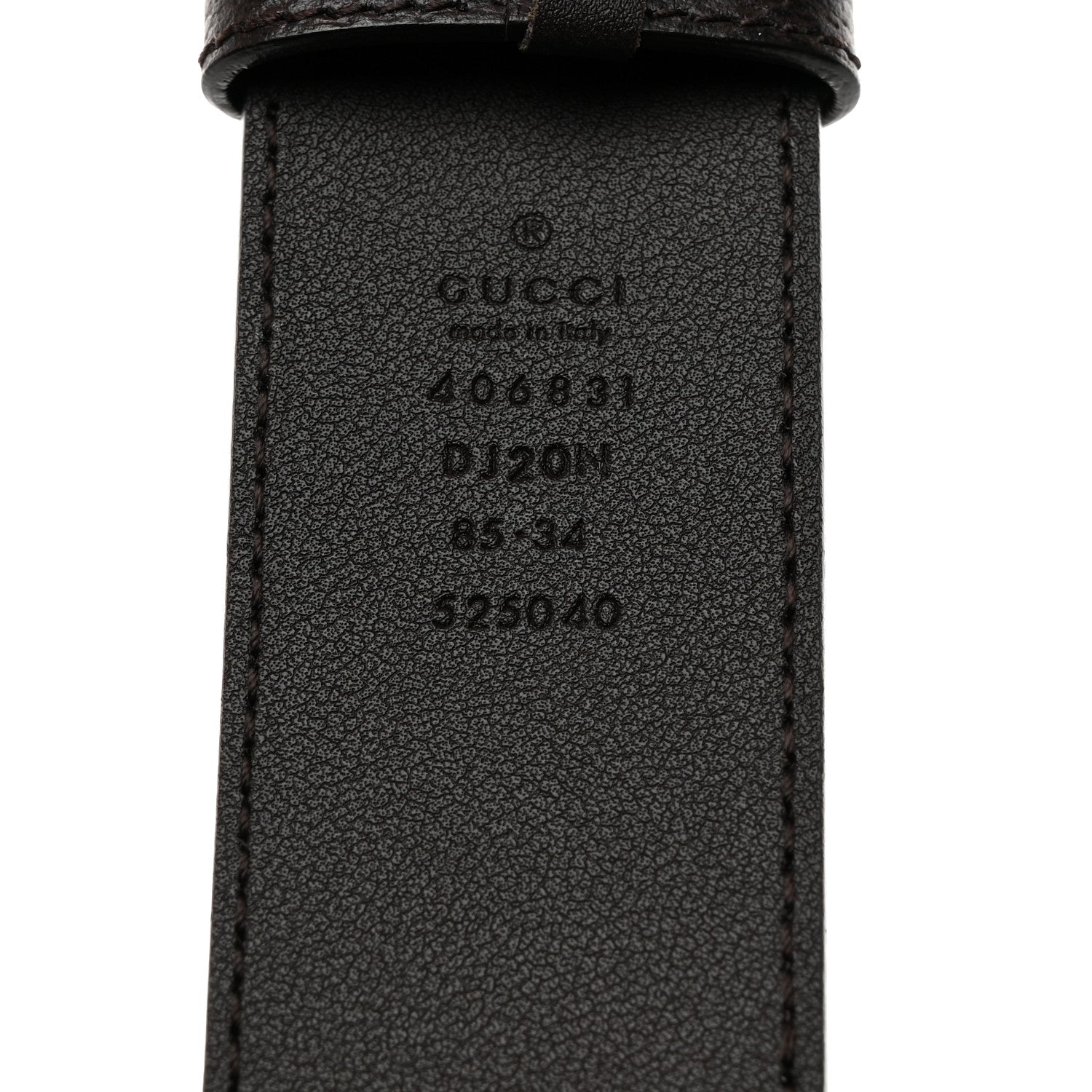 Gucci Textured Dollar Calfskin Nickel Double G 40mm Belt 85 34 Dark Cocoa 3 of 5