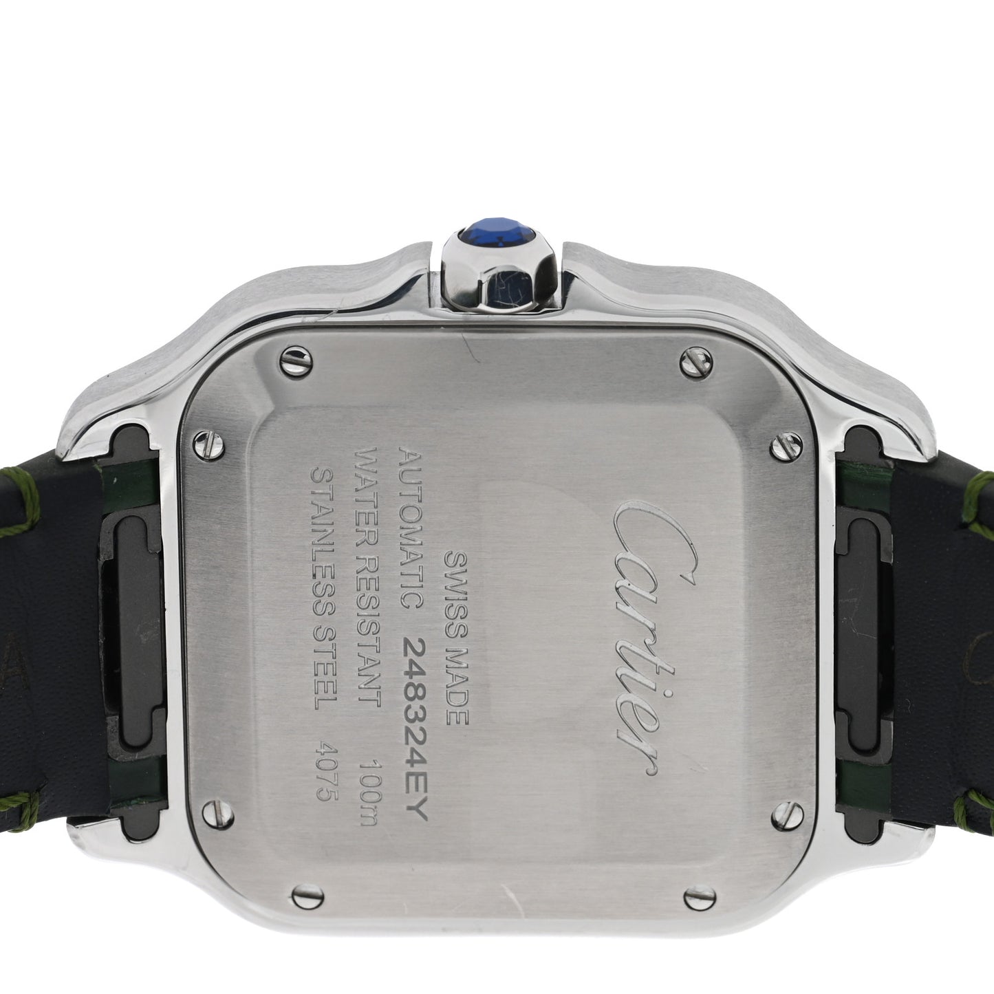 Stainless Steel Alligator 35mm Santos de Cartier Automatic Watch Green
