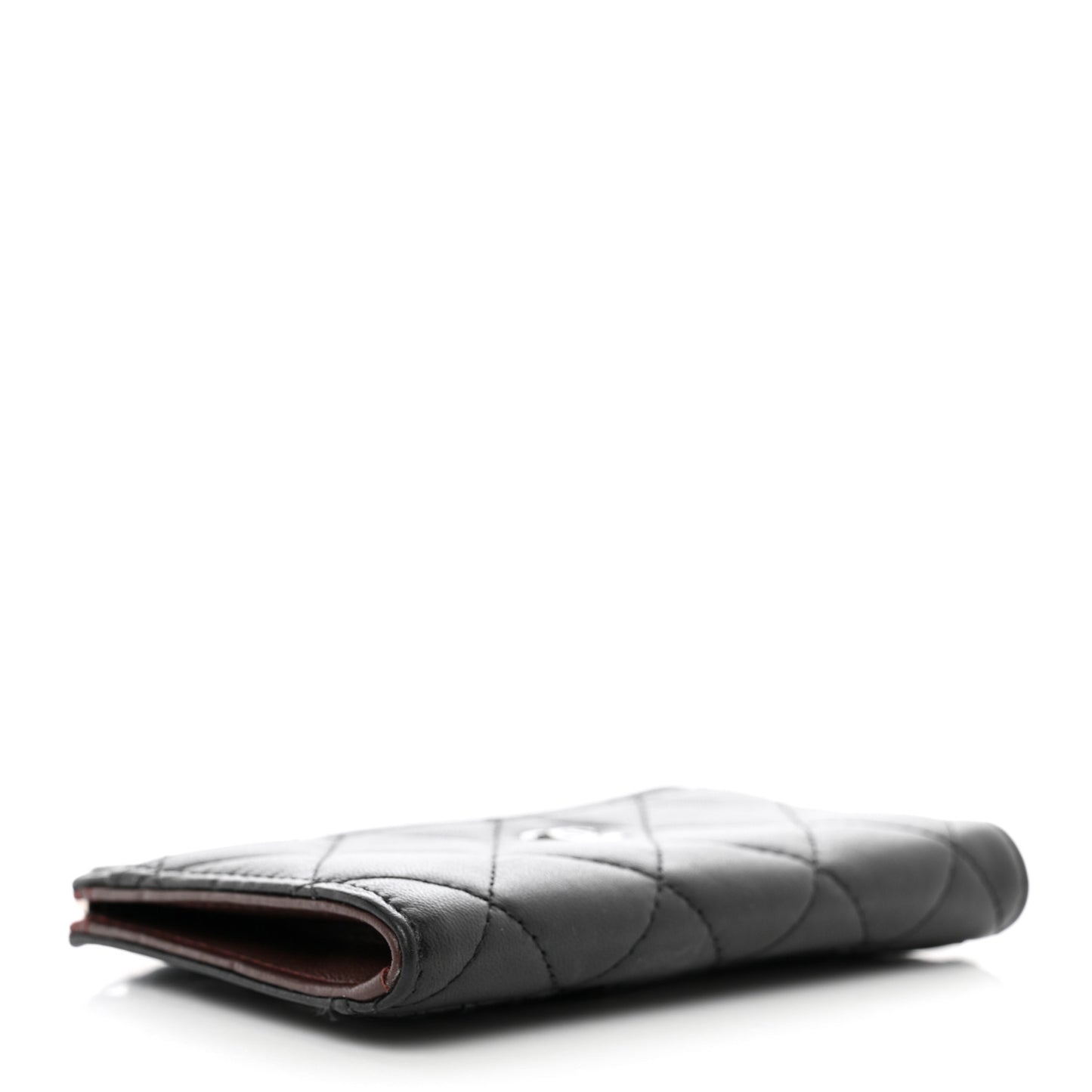 Lambskin Quilted Zip Card Holder Black