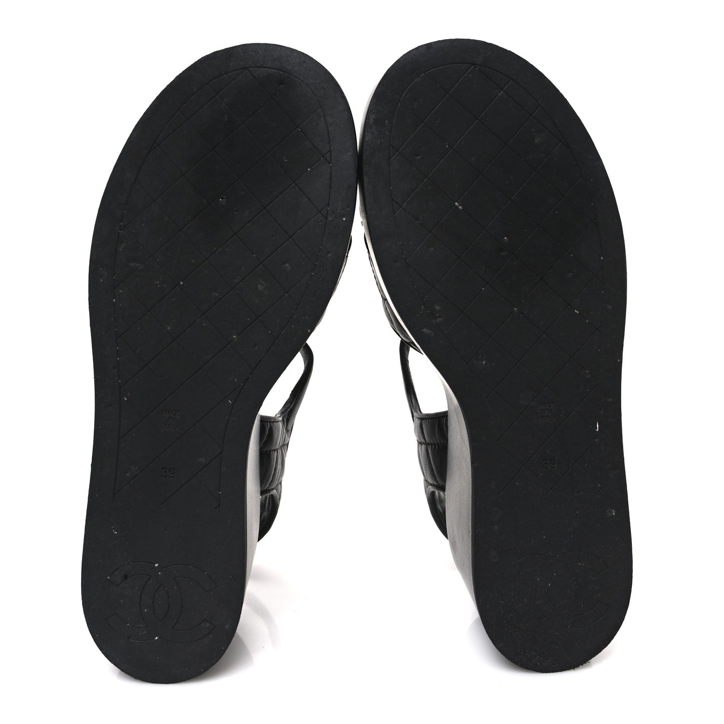 Lambskin Quilted CC Platform Sandals 39 Black