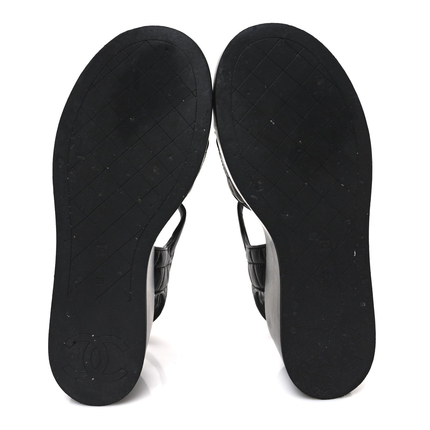 Chanel Lambskin Quilted CC Platform Sandals 39 Black 7 of 11