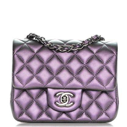 Chanel Iridescent Lambskin Quilted Mini Square Flap Dark Purple 1 of 9