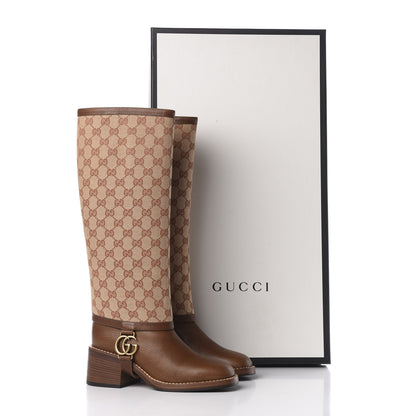 Gucci GG Monogram Calfskin Lola Tall Boots 36 Beige Ruggine Cuir 10 of 10