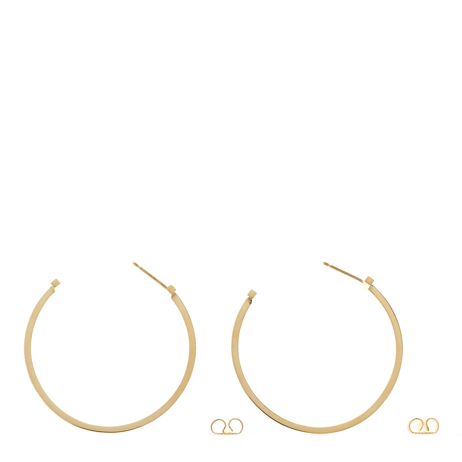 Tiffany 18K Yellow Gold Extra Large T Wire Hoop Earrings 3 of 4