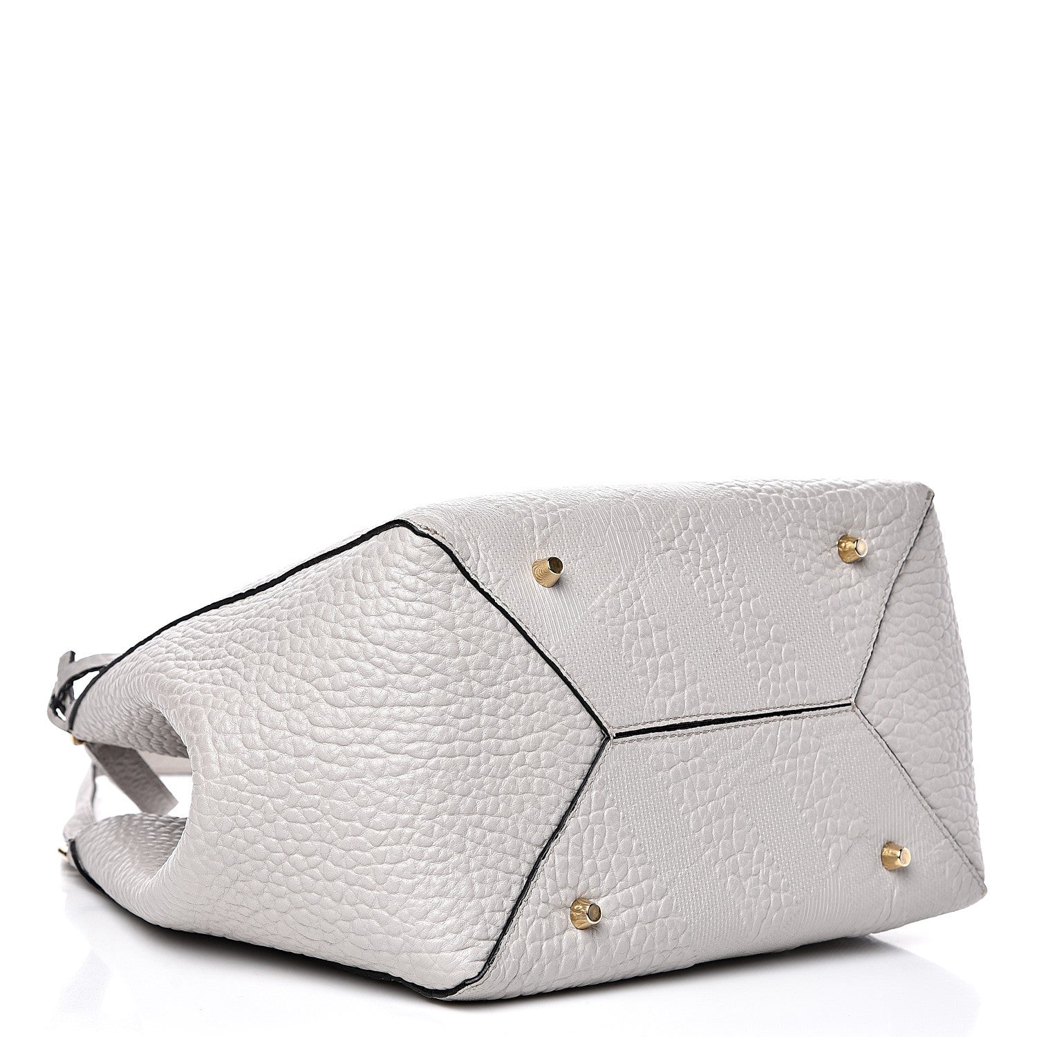 Burberry Signature Grain Calfskin Check Embossed Small Canterbury Tote Stone White 3 of 13