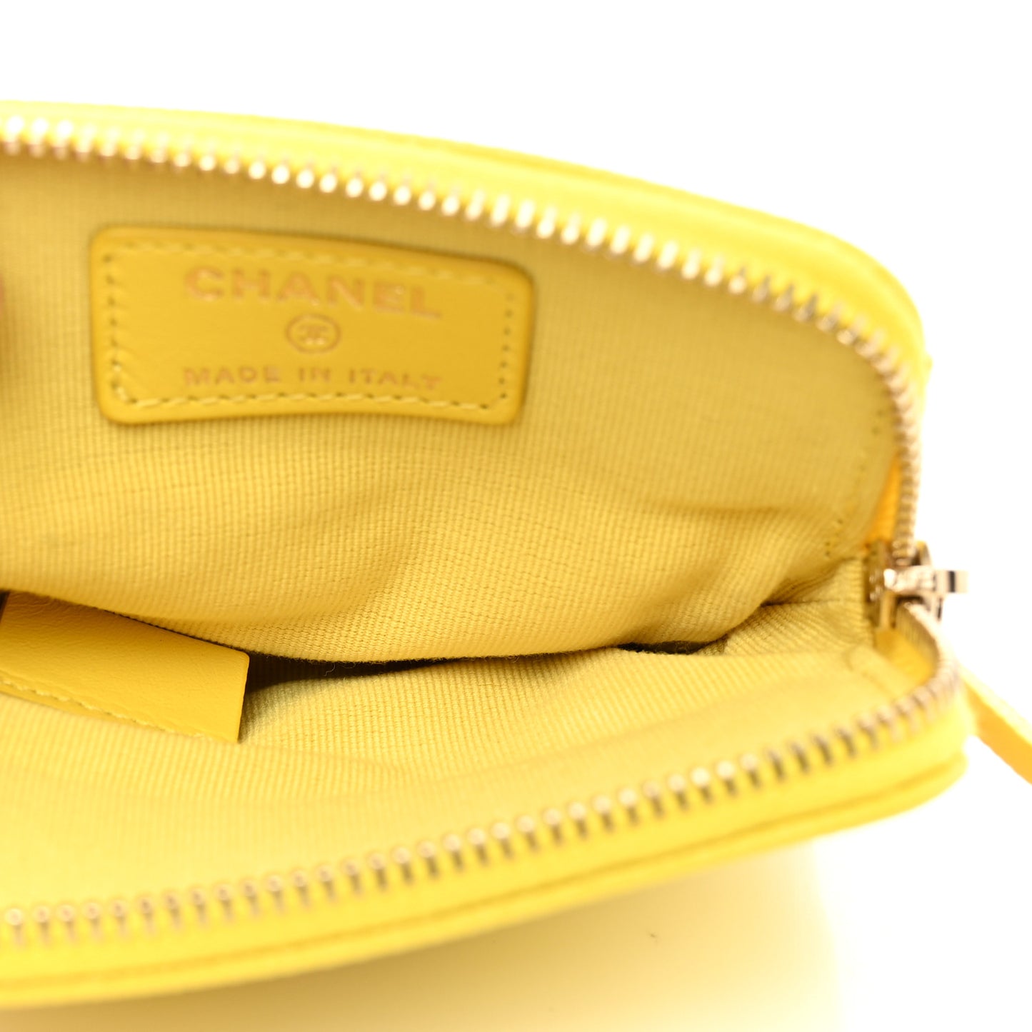 Caviar Quilted Zip Card Holder Wallet Yellow