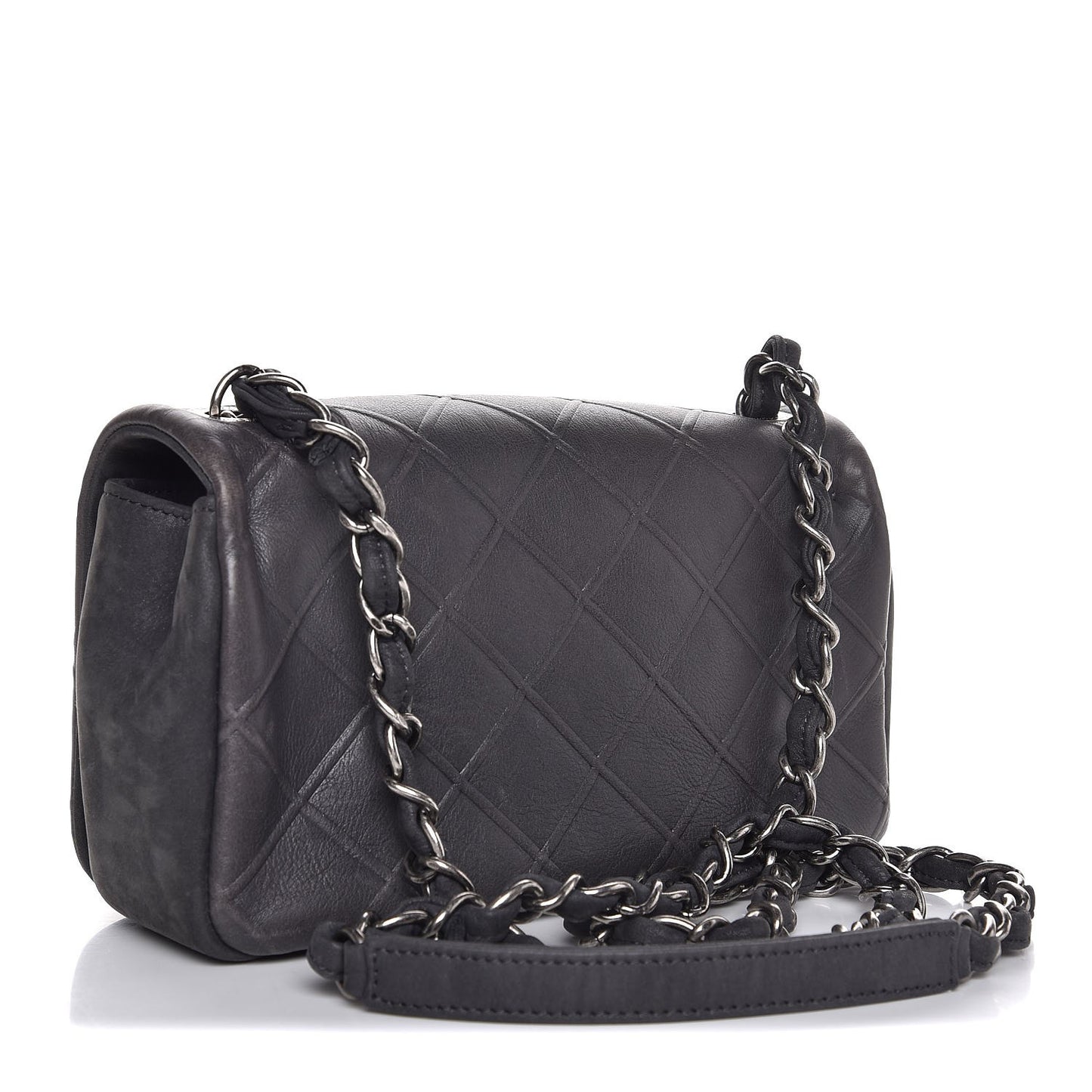 Calfskin Diamond Embossed New Chic Flap Grey