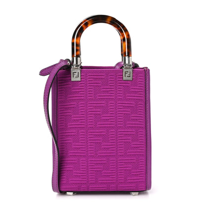 Fendi Technical Fabric Vitello Ceylon Plexiglass FF Mini Fendi Sunshine Shopper Tote Bouganville 1 of 10
