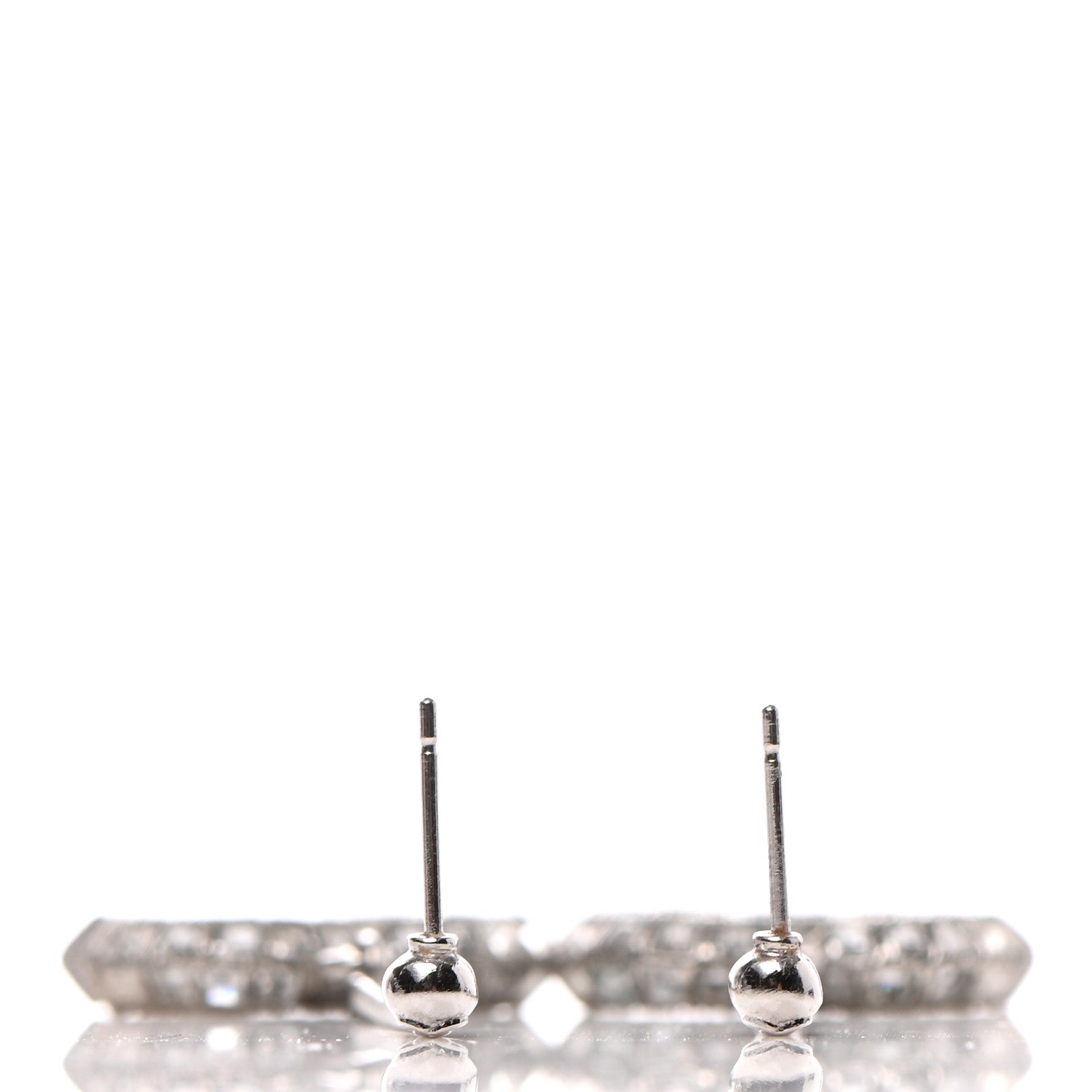 Chanel Baguette Crystal CC Drop Earrings Silver 3 of 4
