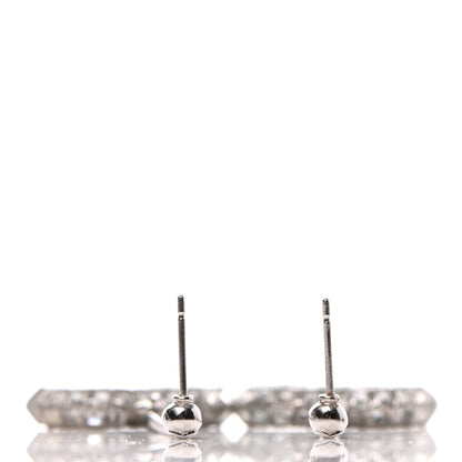 Chanel Baguette Crystal CC Drop Earrings Silver 3 of 4