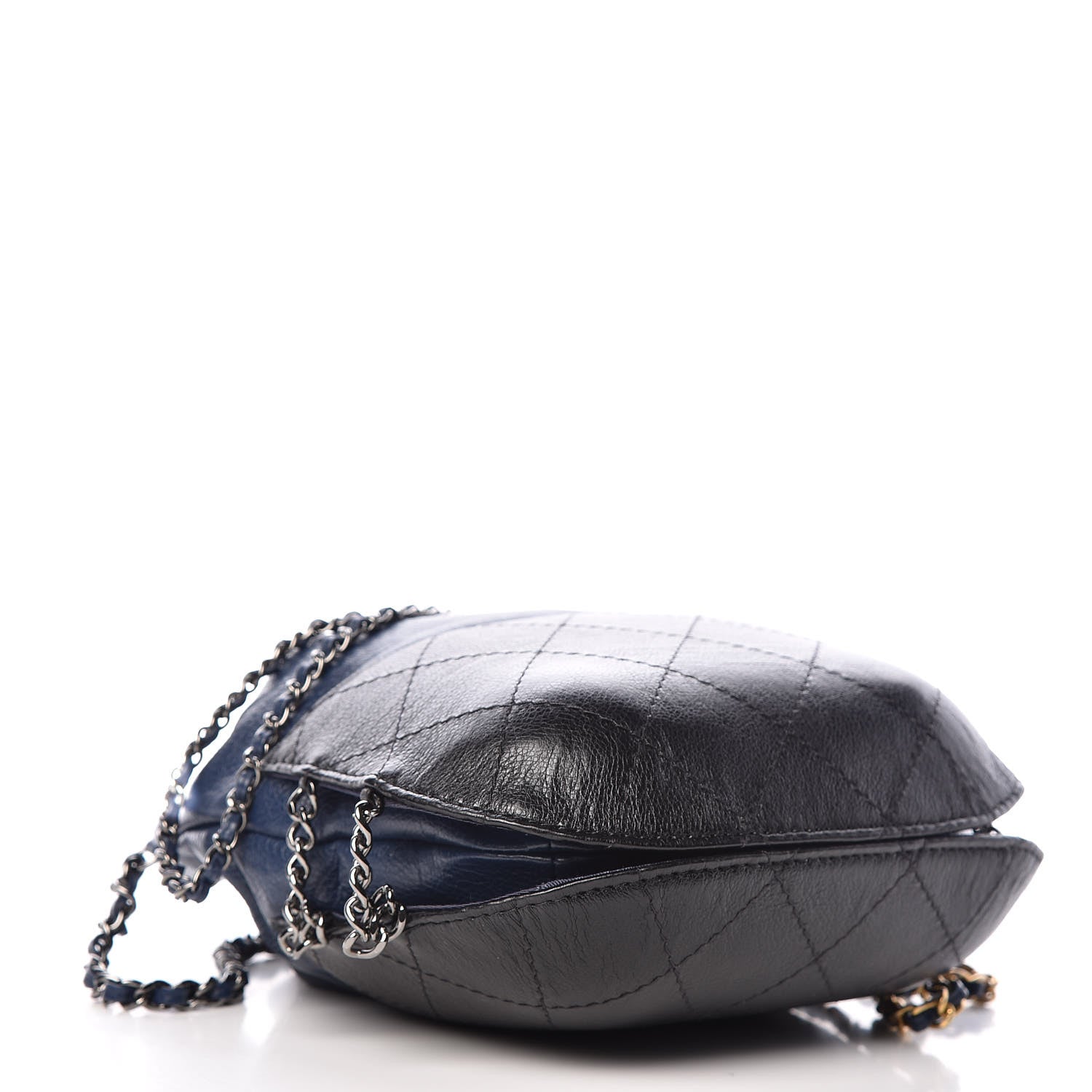 Chanel Calfskin Quilted Small Gabrielle Bucket Navy Blue Black 4 of 9