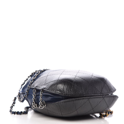 Chanel Calfskin Quilted Small Gabrielle Bucket Navy Blue Black 4 of 9