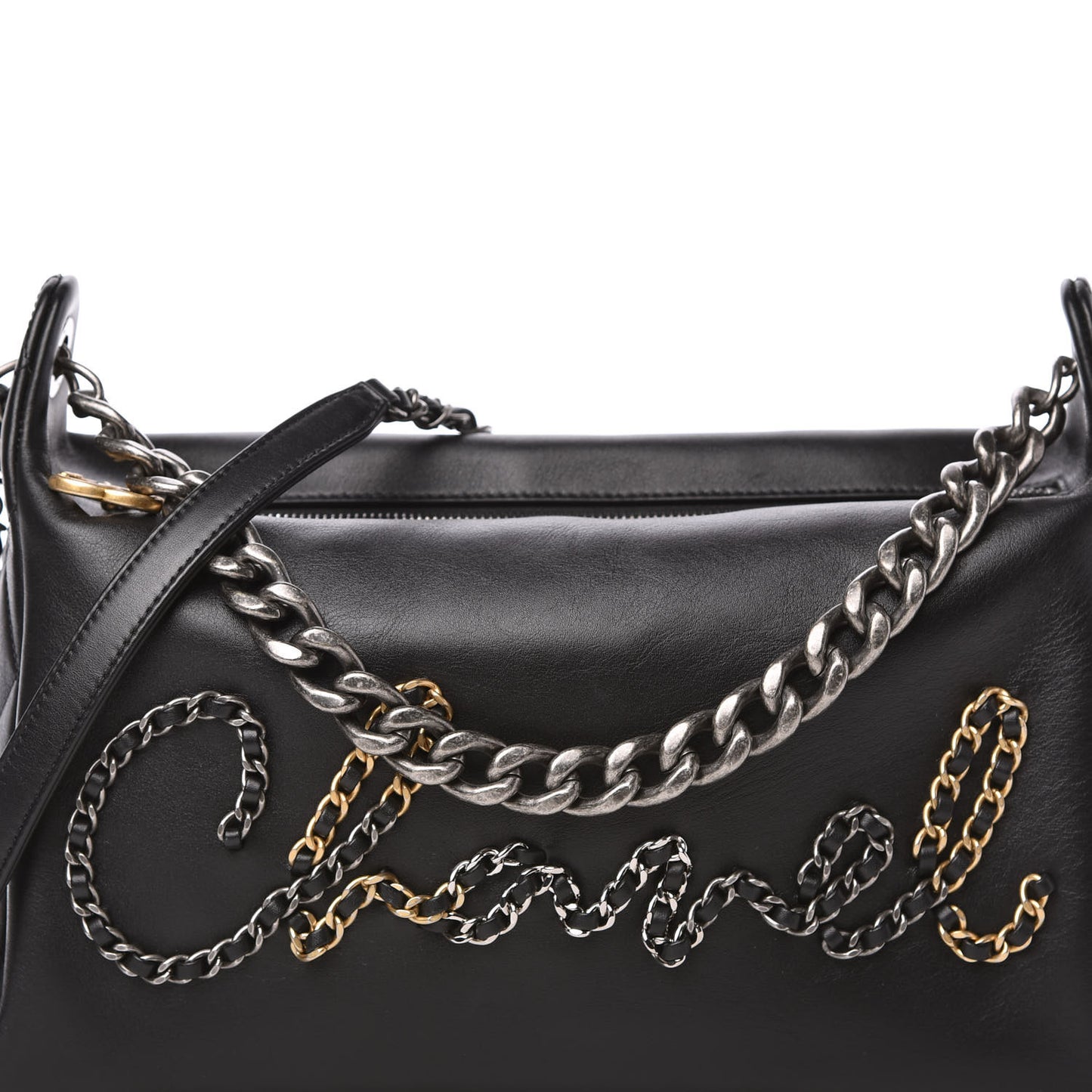 Calfskin Chain 20s Signature Hobo Black