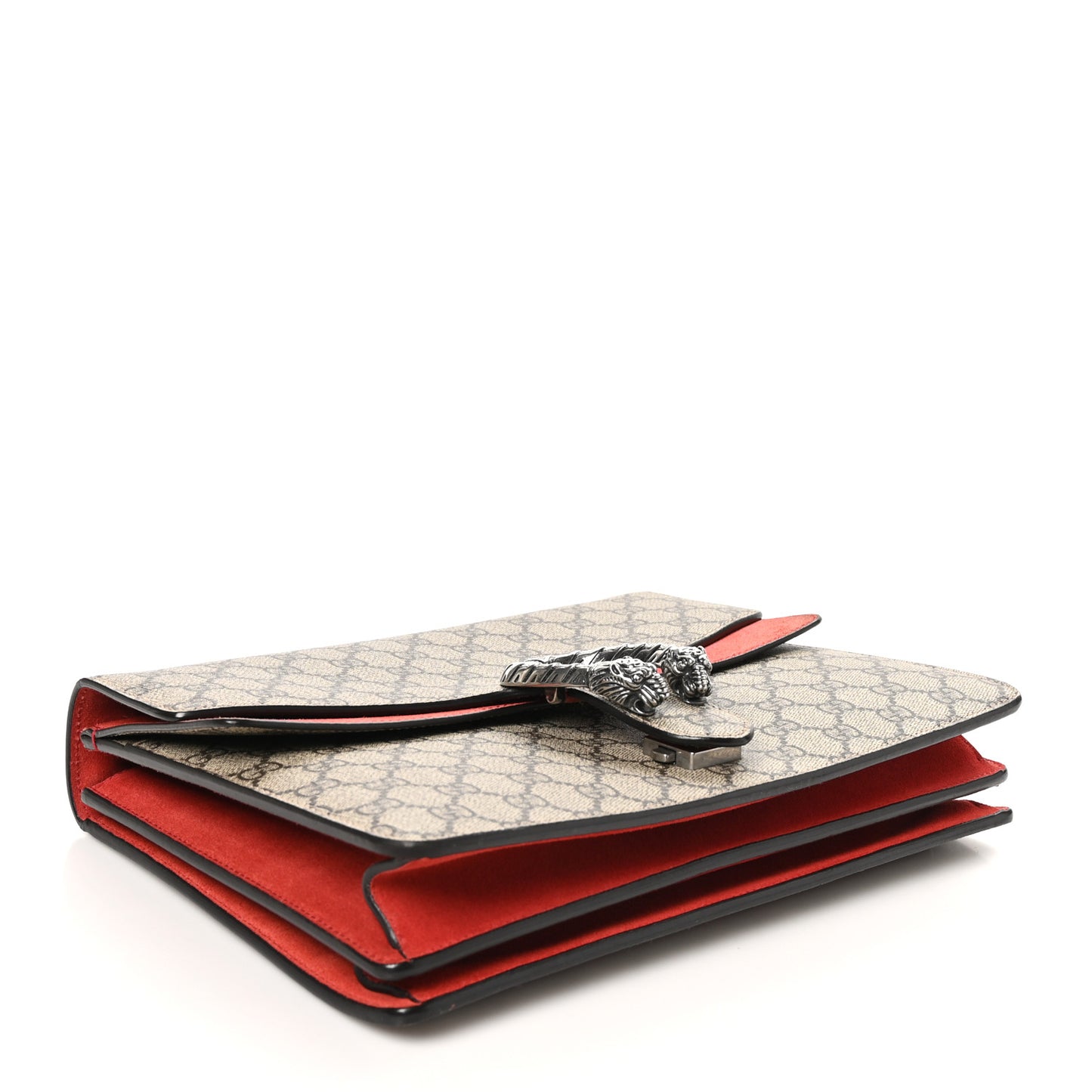GG Supreme Monogram Suede Cudu Medium Dionysus Shoulder Bag Beige Ebony Vulcanic Red