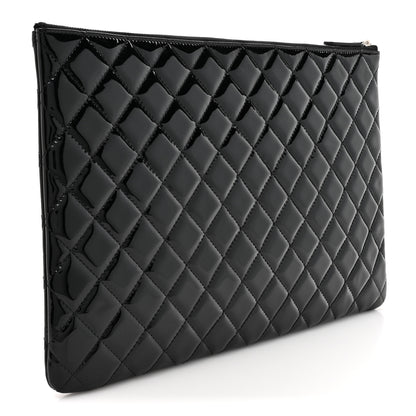 Chanel Patent Calfskin Quilted Large Cosmetic Case Black 3 of 8