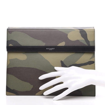Saint Laurent Grain De Poudre Camouflage Pouch Kaki Black 2 of 9