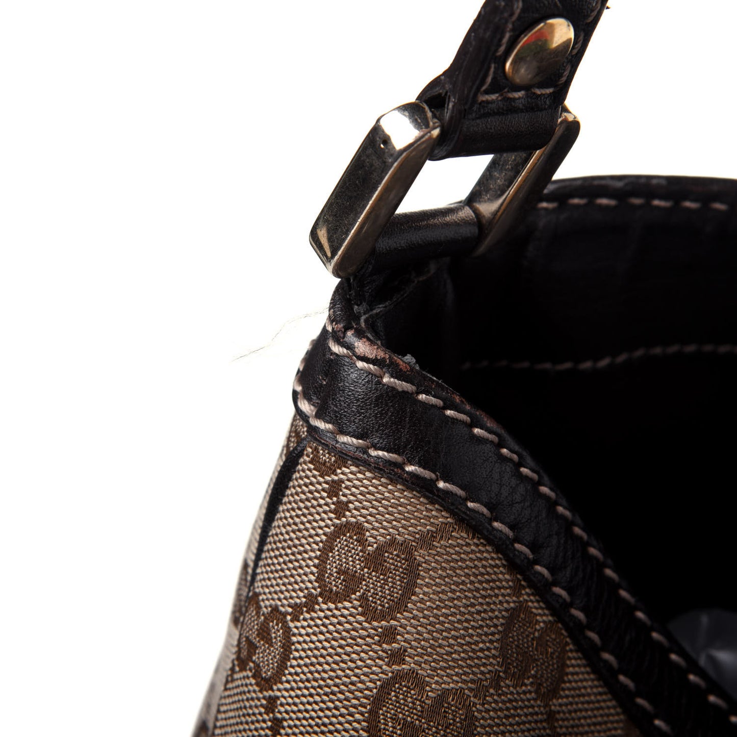 Monogram Large New Ladies Web Hobo Dark Brown