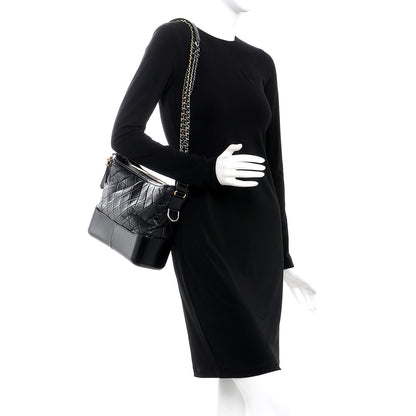 Chanel Aged Calfskin Quilted Medium Gabrielle Hobo Black 2 of 8