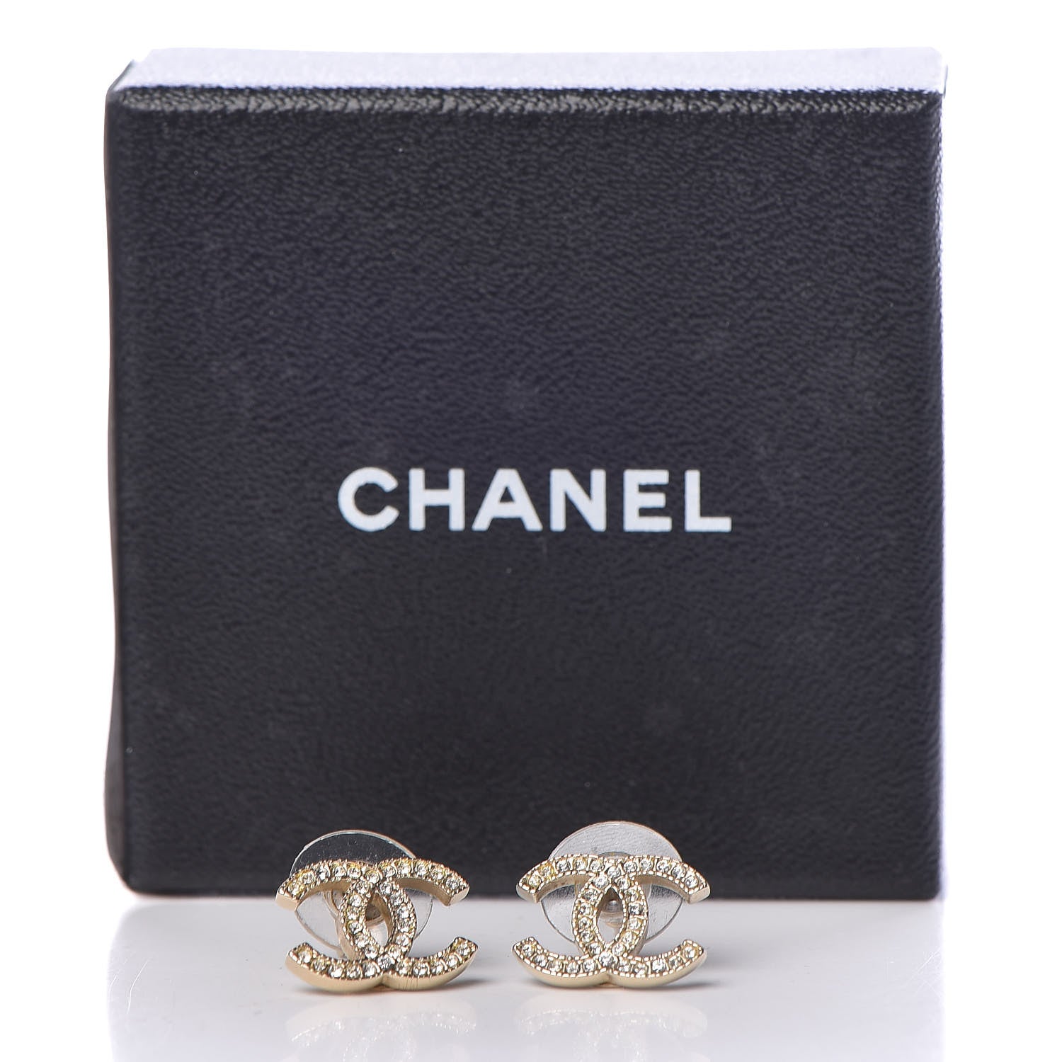 Chanel Crystal CC Earrings Gold 5 of 5