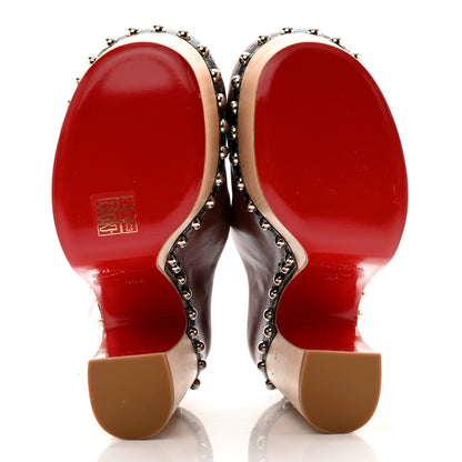 Christian Louboutin Calfskin Shearling Joan 130 Platform Mules 36.5 Burgundy 6 of 9