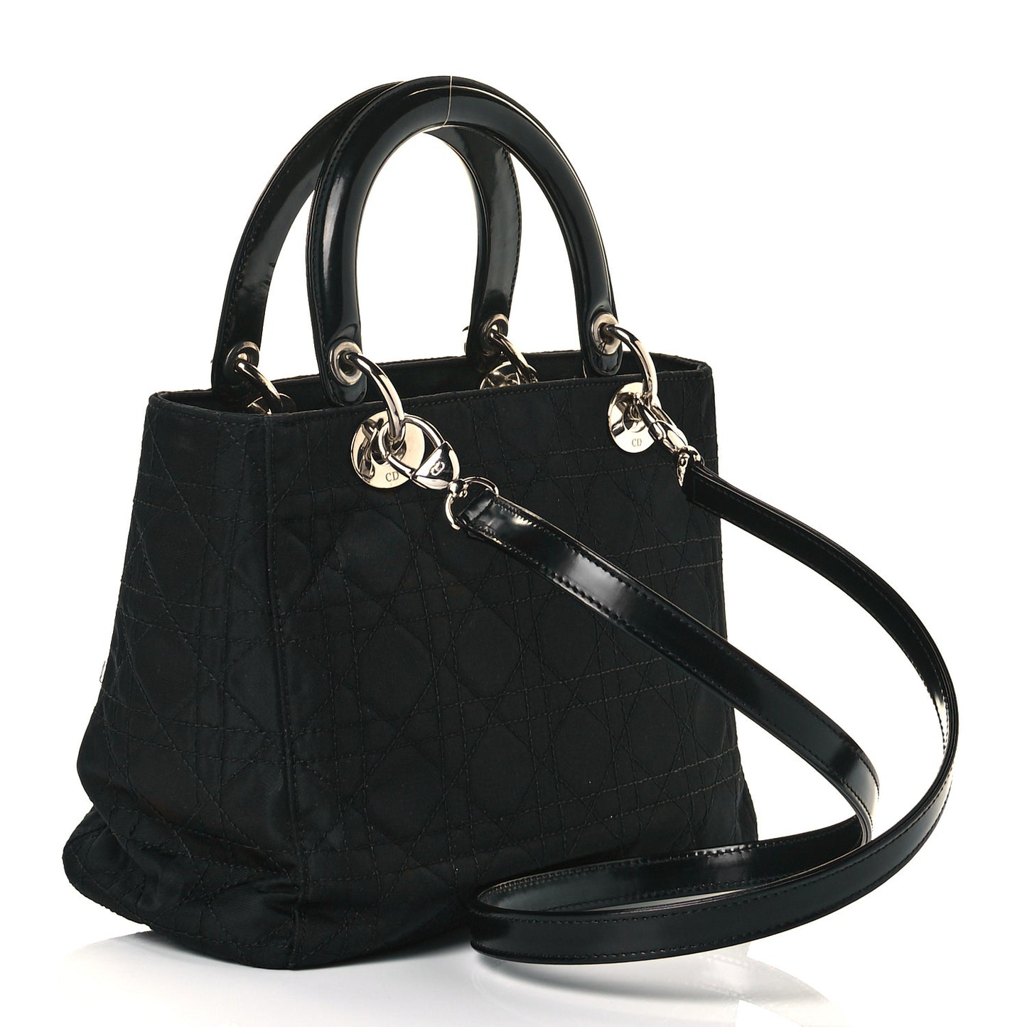 Nylon Cannage Medium Lady Dior Black
