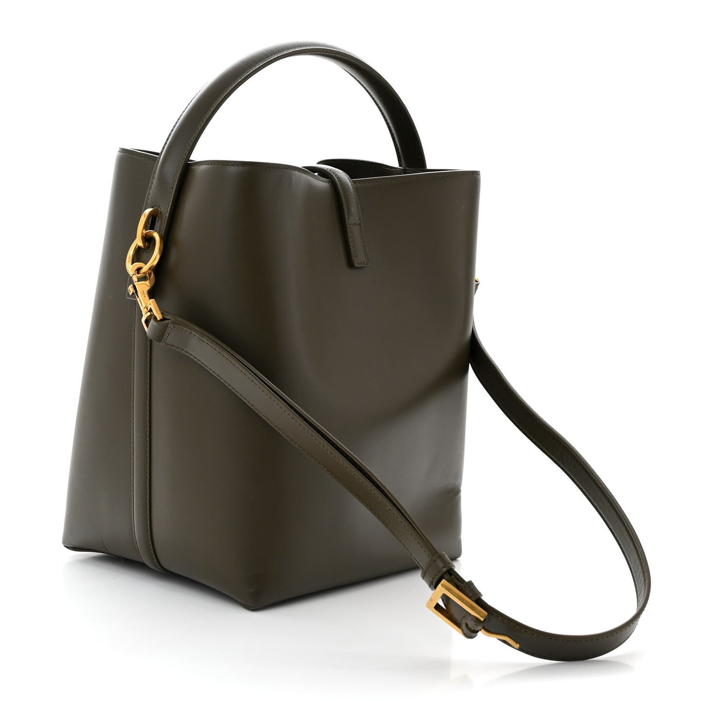 Shiny Calfskin Le 37 Bucket Bag Deep Musk