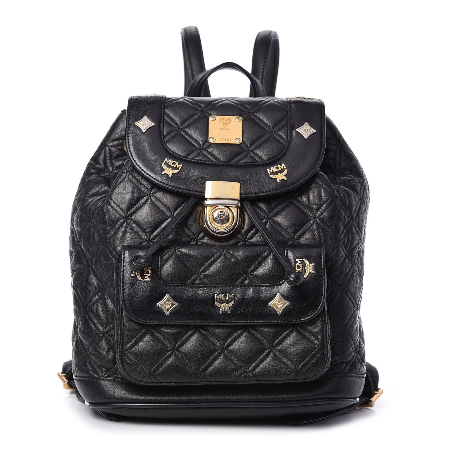 Calfskin Quilted Studded Backpack Black