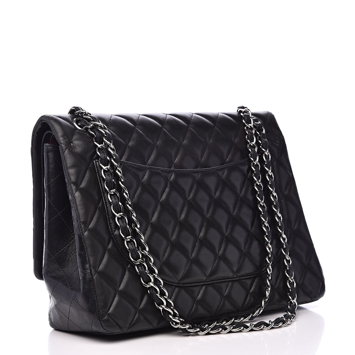 Lambskin Quilted Maxi Double Flap Black