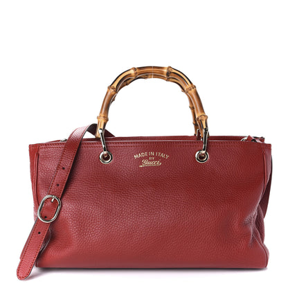 Gucci Pebbled Calfskin Medium Bamboo Shopper Tote Red 1 of 11