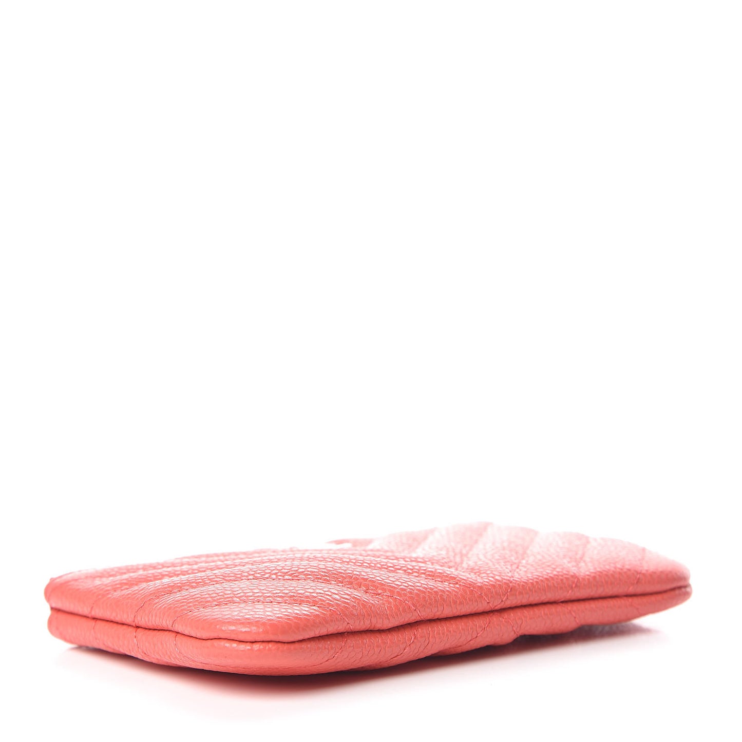 Caviar Chevron Quilted Small Cosmetic Case Coral
