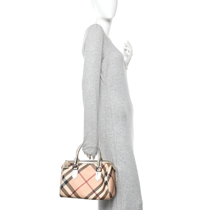 Burberry Patent Nova Check Small Chester Bowling Bag Nickel 2 of 9