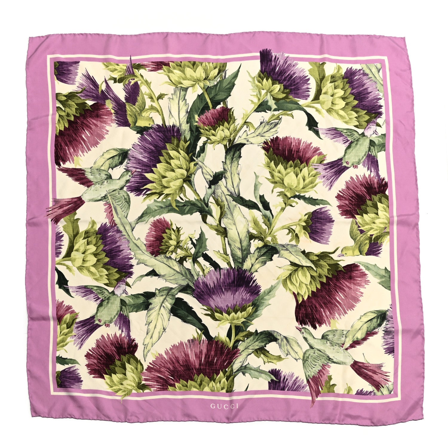 Gucci Silk Floral Square Scarf Purple 1 of 6