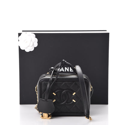 Chanel Caviar Quilted Small CC Filigree Vanity Case Black 9 of 9