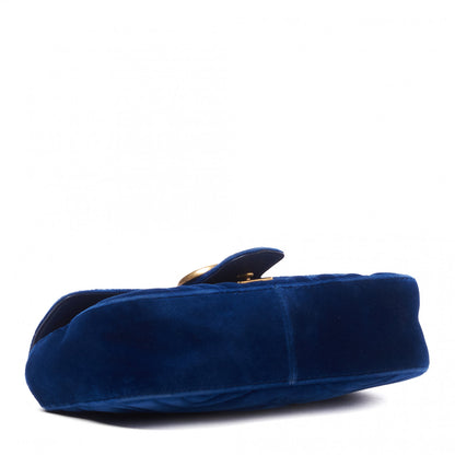 Gucci Velvet Matelasse Mini GG Marmont Shoulder Bag Cobalt Blue 4 of 10