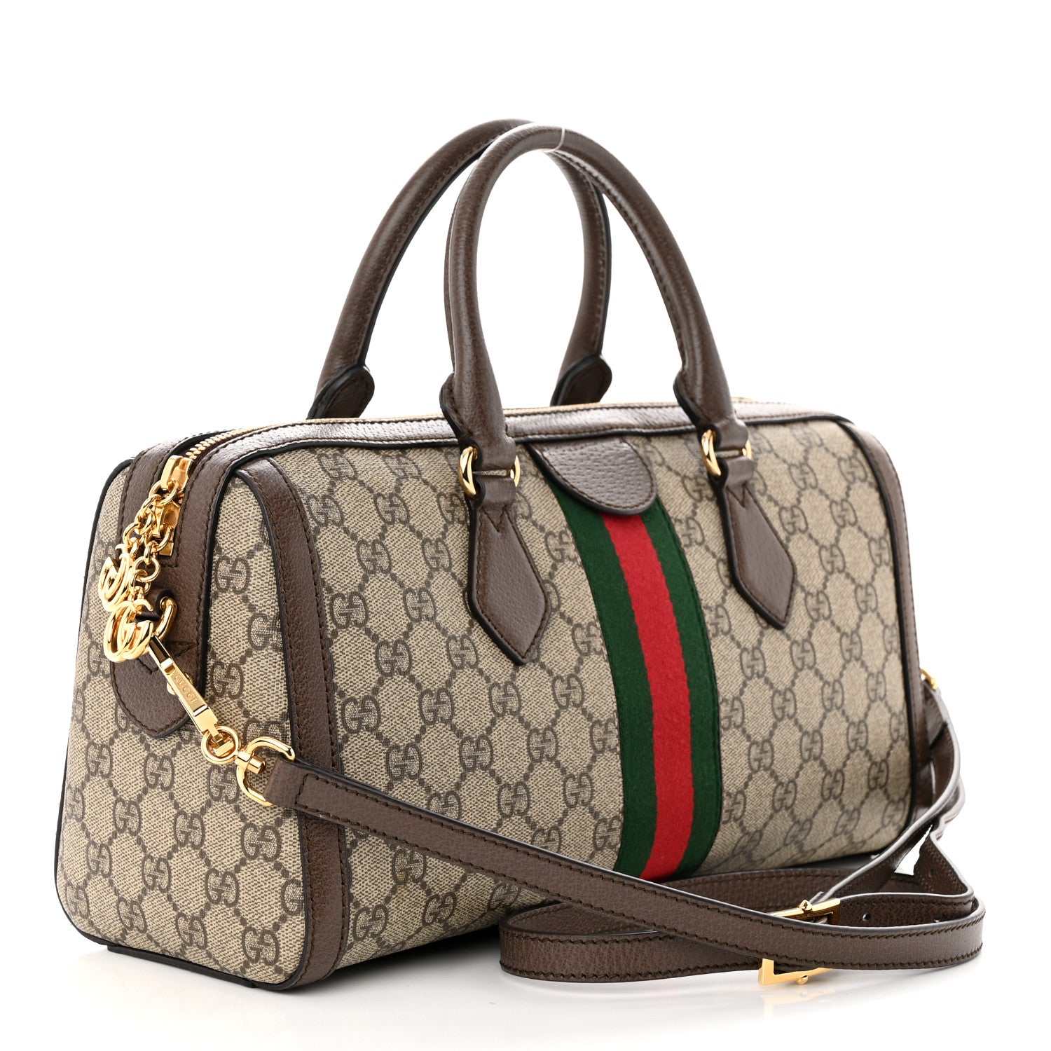 Gucci GG Supreme Monogram Web Medium Ophidia Boston Brown 3 of 11