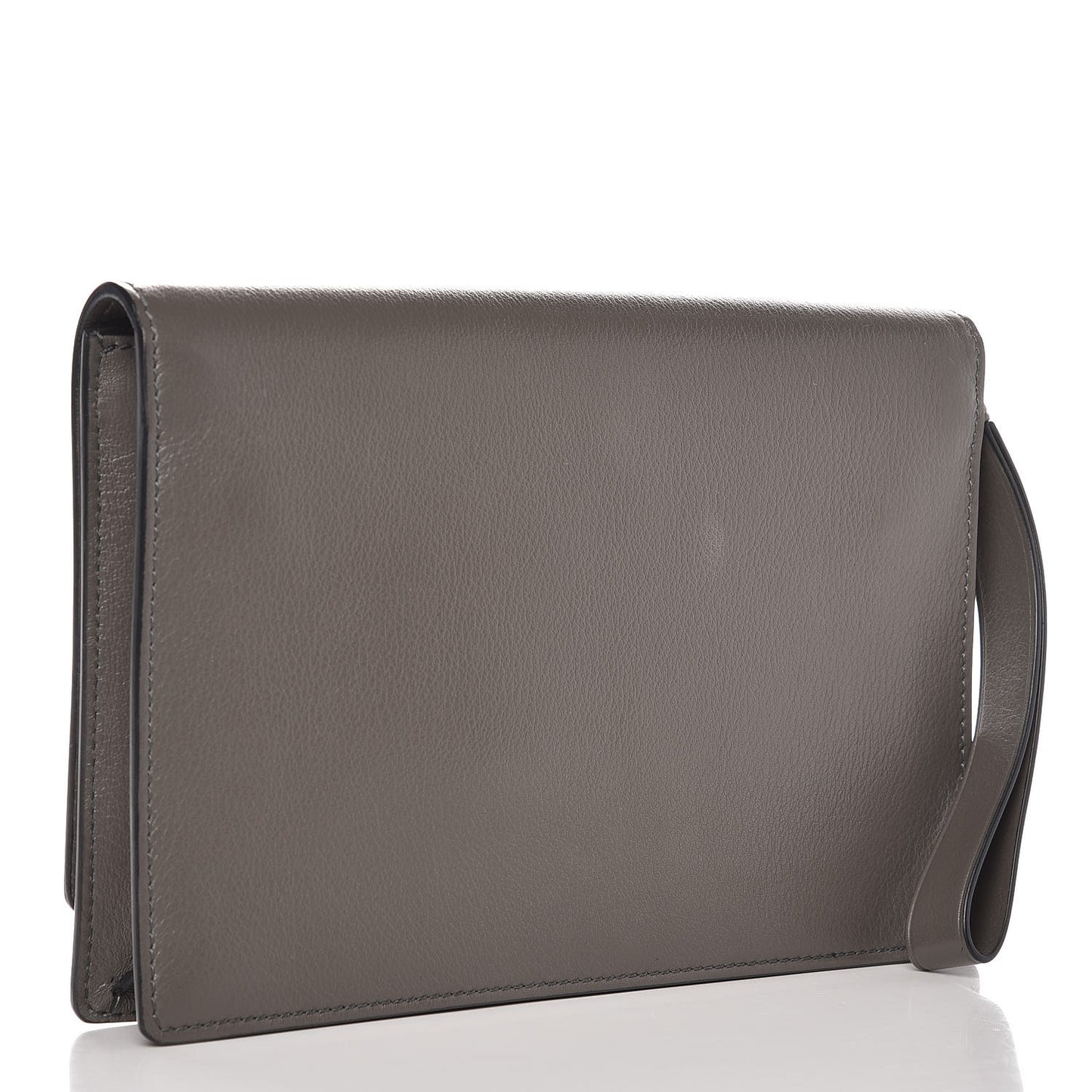 Calfskin Turn Lock Wristlet Grey