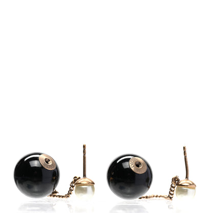 Christian Dior Pearl Mise En Dior Tribal Chain Earrings Black White 3 of 4