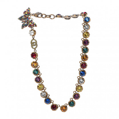 Gucci Crystal Butterfly Necklace Aged Gold Multicolor 3 of 6