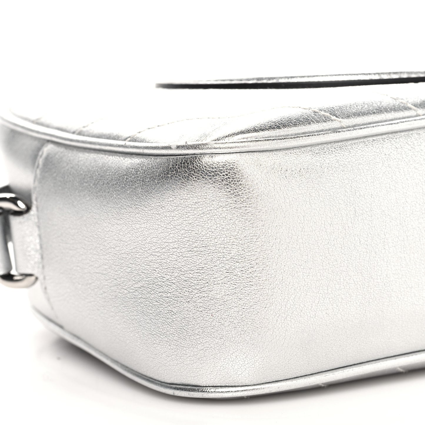 Metallic Sakai Be Green Calfskin Diagonal Stitched Small Blondie Shoulder Bag Silver